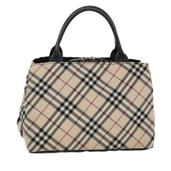BURBERRY Nova Check Hand Bag Nylon Beige Auth bs5485 - Picture 1 of 16